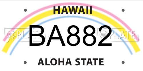 BA882 Hawaii License Plate