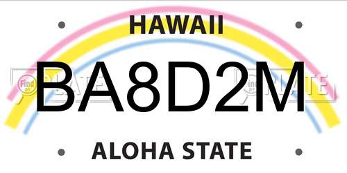 BA8D2M Hawaii License Plate