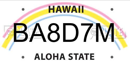 BA8D7M Hawaii License Plate