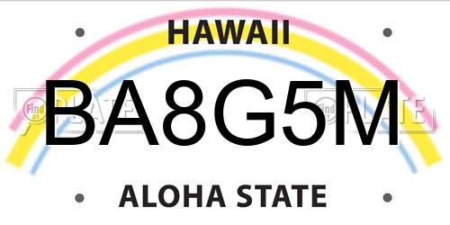 BA8G5M Hawaii License Plate