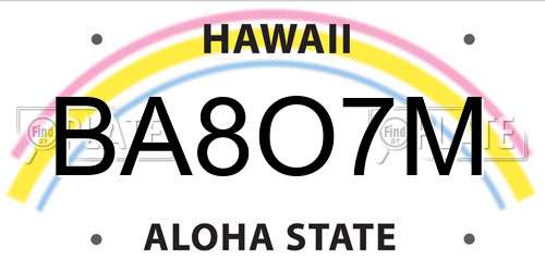 BA8O7M Hawaii License Plate