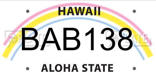 BAB138 Hawaii License Plate