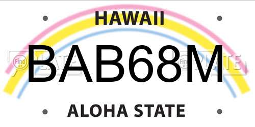 BAB68M Hawaii License Plate