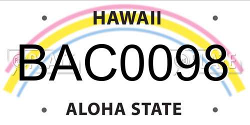 BAC0098 Hawaii License Plate