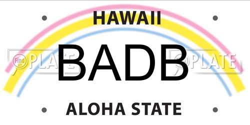 BADB Hawaii License Plate