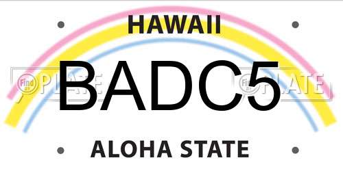 BADC5 Hawaii License Plate