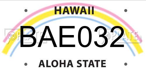 BAE032 Hawaii License Plate