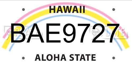 BAE9727 Hawaii License Plate