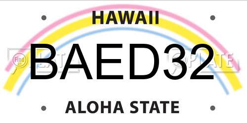 BAED32 Hawaii License Plate
