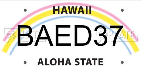 BAED37 Hawaii License Plate