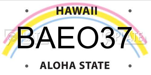 BAEO37 Hawaii License Plate