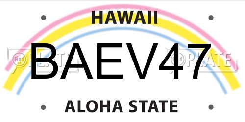 BAEV47 Hawaii License Plate