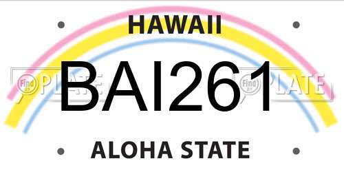 BAI261 Hawaii License Plate