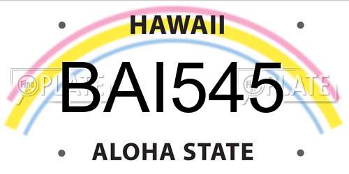 BAI545 Hawaii License Plate