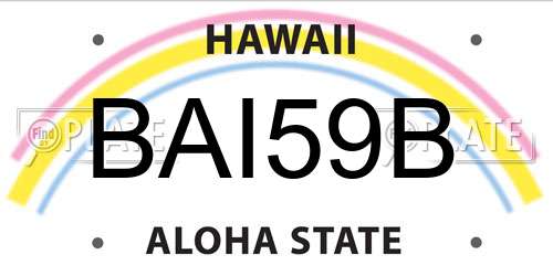 BAI59B Hawaii License Plate