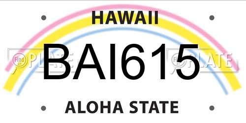 BAI615 Hawaii License Plate