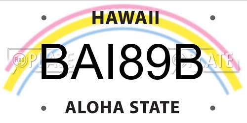 BAI89B Hawaii License Plate