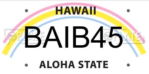 BAIB45 Hawaii License Plate