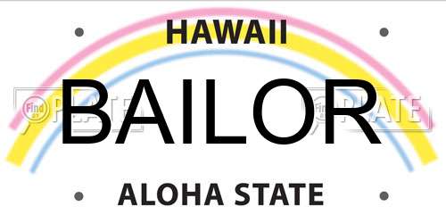 BAILOR Hawaii License Plate