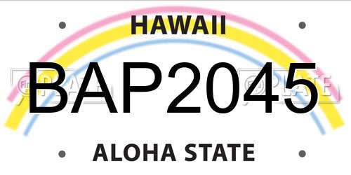 BAP2045 Hawaii License Plate