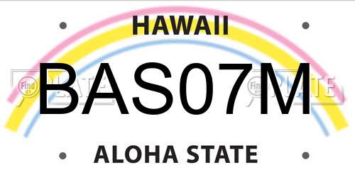 BAS07M Hawaii License Plate