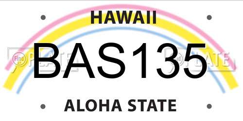 BAS135 Hawaii License Plate