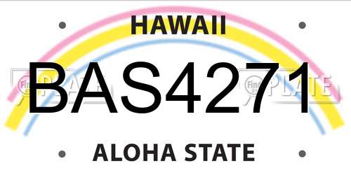 BAS4271 Hawaii License Plate