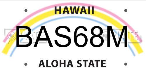 BAS68M Hawaii License Plate