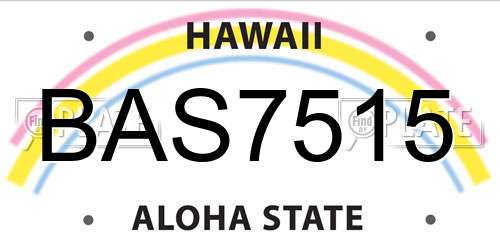 BAS7515 Hawaii License Plate