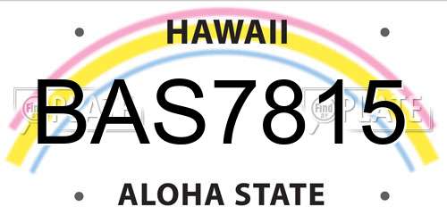 BAS7815 Hawaii License Plate