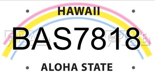 BAS7818 Hawaii License Plate