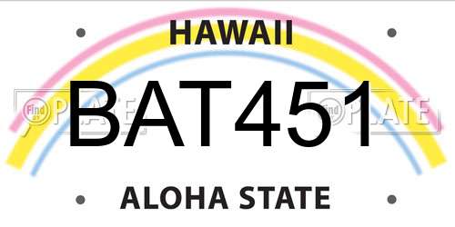 BAT451 Hawaii License Plate