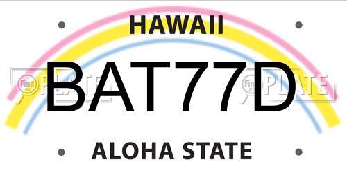 BAT77D Hawaii License Plate
