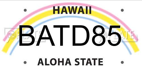 BATD85 Hawaii License Plate