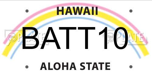 BATT10 Hawaii License Plate