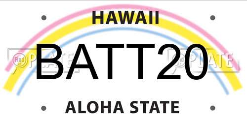 BATT20 Hawaii License Plate