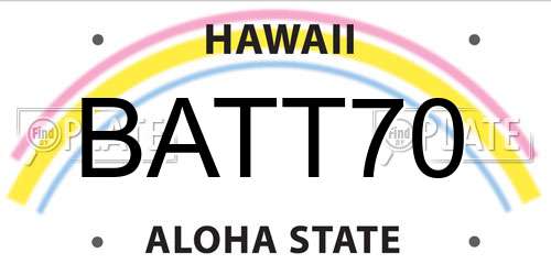 BATT70 Hawaii License Plate