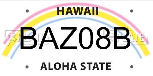 BAZ08B Hawaii License Plate