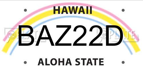 BAZ22D Hawaii License Plate