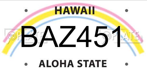 BAZ451 Hawaii License Plate