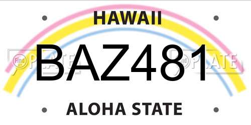 BAZ481 Hawaii License Plate