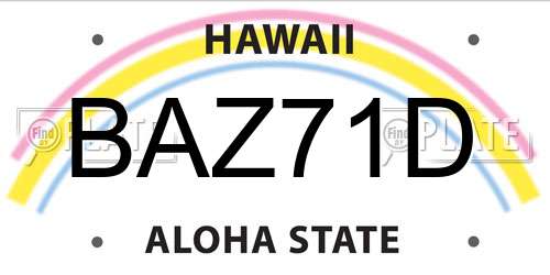 BAZ71D Hawaii License Plate