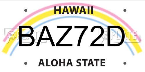 BAZ72D Hawaii License Plate