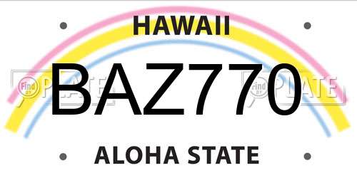 BAZ770 Hawaii License Plate