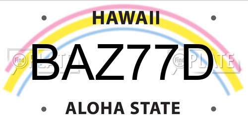 BAZ77D Hawaii License Plate