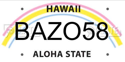 BAZO58 Hawaii License Plate