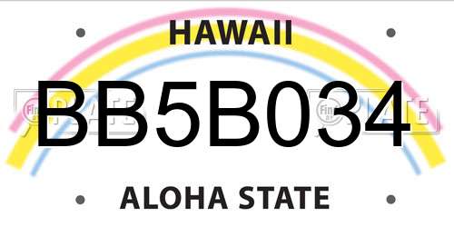BB5B034 Hawaii License Plate