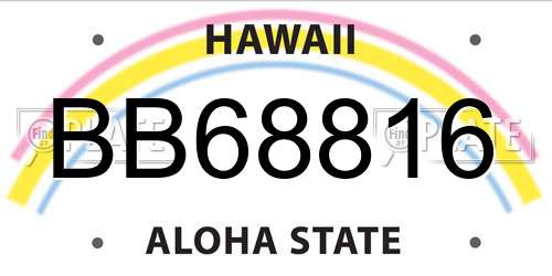 BB68816 Hawaii License Plate
