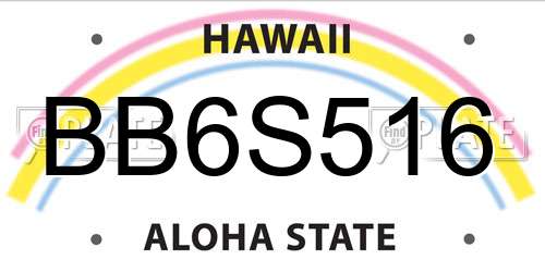 BB6S516 Hawaii License Plate