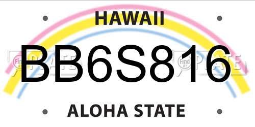 BB6S816 Hawaii License Plate